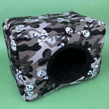 Load image into Gallery viewer, LARGE camo skulls animals cosy bed. Cosy cube. Cuddle Cube. Guinea pig snuggle house.