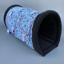 Load image into Gallery viewer, Vintage Floral Skulls stay open tunnel. Padded fleece tunnel hedgehogs and small pets.