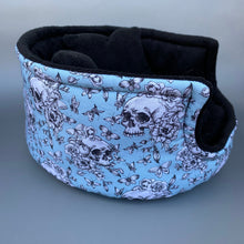 Load image into Gallery viewer, LARGE Vintage Floral Skulls cuddle cup. Pet sofa. Guinea pig bed. Pet beds. Fleece bed.