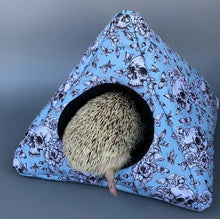 Load image into Gallery viewer, Vintage Floral Skulls tent house. Hedgehog and small animal padded house.