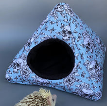 Load image into Gallery viewer, Vintage Floral Skulls tent house. Hedgehog and small animal padded house.