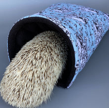 Load image into Gallery viewer, Vintage Floral Skulls cosy snuggle cave. Padded stay open snuggle sack. Hedgehog bed.