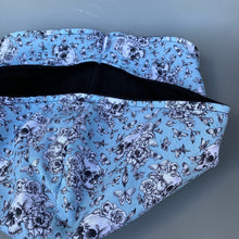 Load image into Gallery viewer, Vintage Floral Skulls bonding scarf for hedgehogs and small pets. Bonding pouch.