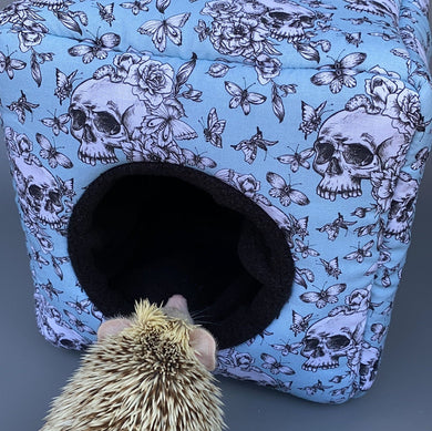 Vintage Floral Skulls cozy cube house. Hedgehog and guinea pig cube house.