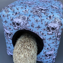 Load image into Gallery viewer, Vintage Floral Skulls cozy cube house. Hedgehog and guinea pig cube house.