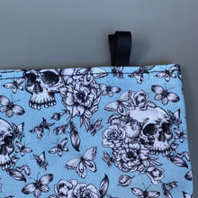 Load image into Gallery viewer, Vintage Floral Skulls hanging hay bag for guinea pigs. Cotton hay feeder.