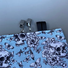 Load image into Gallery viewer, Vintage Floral Skulls hanging hay bag for guinea pigs. Cotton hay feeder.
