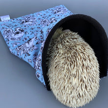 Load image into Gallery viewer, Vintage Floral Skulls snuggle sack, snuggle pouch, sleeping bag for hedgehogs.