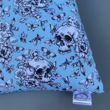 Load image into Gallery viewer, LARGE Vintage Floral Skulls guinea pig cosy snuggle cave. Padded stay open cave.