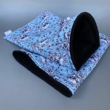 Load image into Gallery viewer, Vintage Floral Skulls mini set. Tunnel, snuggle sack and toys. Fleece bedding.