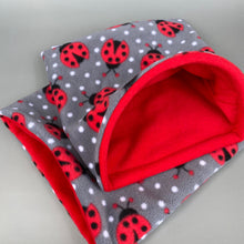 Load image into Gallery viewer, LARGE Ladybird snuggle sack. Sleeping bag for hedgehogs, guinea pigs and small pets.