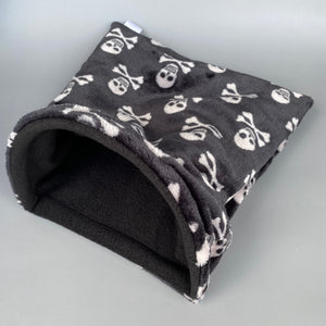 LARGE skull and bones cuddle soft snuggle sack. Sleeping bag for hedgehogs and guiena pigs