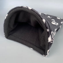 Load image into Gallery viewer, LARGE skull and bones cuddle soft snuggle sack. Sleeping bag for hedgehogs and guiena pigs