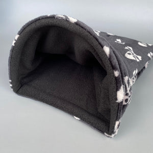 LARGE skull and bones cuddle soft snuggle sack. Sleeping bag for hedgehogs and guiena pigs
