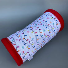 Load image into Gallery viewer, Festive lights stay open tunnel. Padded tunnel for hedgehogs and small pets.