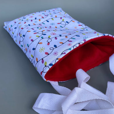 Festive lights padded bonding bag, carry bag for hedgehog. Fleece lined pet tote. Pet travel bag.
