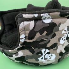 Load image into Gallery viewer, LARGE camo skulls cuddle cup. Pet sofa. Guinea pig bed. Pet beds. Fleece bed.