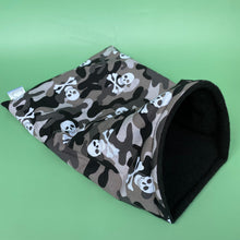 Load image into Gallery viewer, Camo skulls snuggle sack, snuggle pouch, sleeping bag for hedgehog and small pets