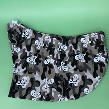 Load image into Gallery viewer, Camo skulls bonding scarf for hedgehogs and small pets. Bonding pouch. Fleece lined.