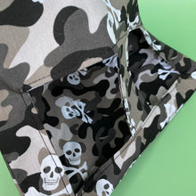 Load image into Gallery viewer, Camo skulls hanging hay bag for guinea pigs. Cotton hay feeder.