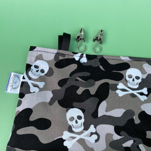 Camo skulls hanging hay bag for guinea pigs. Cotton hay feeder.