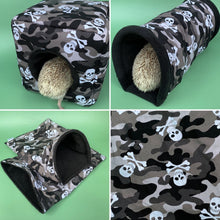 Load image into Gallery viewer, Camo skulls full cage set. Cube house, snuggle sack, tunnel set for hedgehog or small pet.