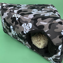 Load image into Gallery viewer, Camo skulls animals corner house. Hedgehog and small pet cube house.