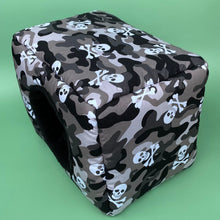 Load image into Gallery viewer, LARGE camo skulls animals cosy bed. Cosy cube. Cuddle Cube. Guinea pig snuggle house.