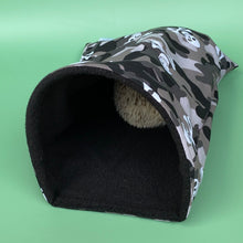 Load image into Gallery viewer, Camo skulls snuggle sack, snuggle pouch, sleeping bag for hedgehog and small pets