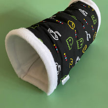 Load image into Gallery viewer, Gamer stay open tunnel. Padded fleece tunnel. Tube. Padded tunnel small pets.