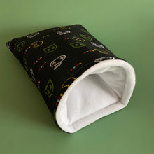 Load image into Gallery viewer, Gamer cosy snuggle cave. Padded stay open snuggle sack. Hedgehog bed.