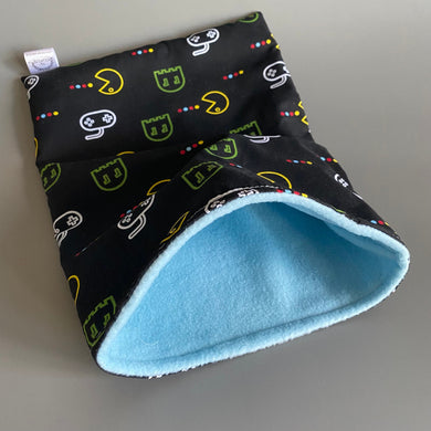 Gamer snuggle sack. Fleece lined sleeping bag for hedgehogs and small animals