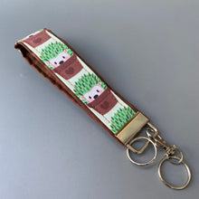 Load image into Gallery viewer, Cactus hedgehog wristlet keychain. Hedgehog keyring.