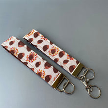 Load image into Gallery viewer, Beige hedgehog wristlet keychain. Hedgehog keyring.