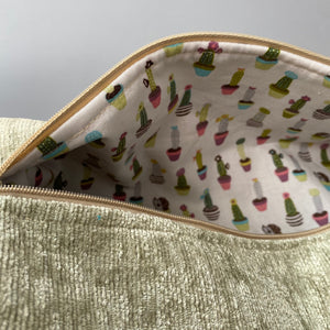 Hedgehog toiletry bag. Cotton make up bag. Large pencil bag. Large cosmetics bag.