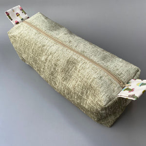 Hedgehog toiletry bag. Cotton make up bag. Large pencil bag. Large cosmetics bag.