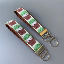 Load image into Gallery viewer, Cactus hedgehog wristlet keychain. Hedgehog keyring.