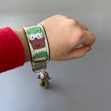 Load image into Gallery viewer, Cactus hedgehog wristlet keychain. Hedgehog keyring.
