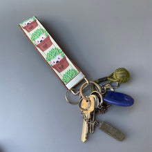 Load image into Gallery viewer, Cactus hedgehog wristlet keychain. Hedgehog keyring.