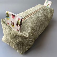 Load image into Gallery viewer, Hedgehog toiletry bag. Cotton make up bag. Large pencil bag. Large cosmetics bag.