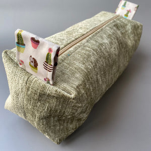 Hedgehog toiletry bag. Cotton make up bag. Large pencil bag. Large cosmetics bag.