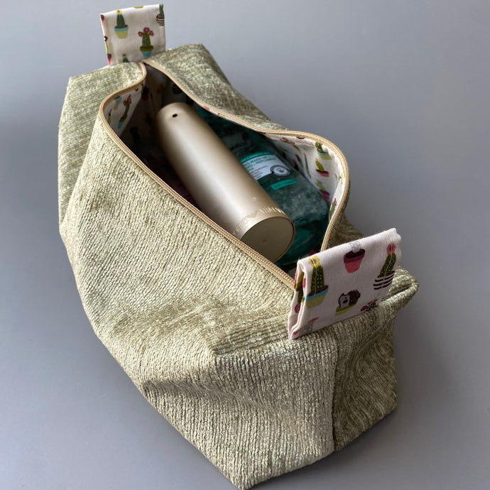 Hedgehog toiletry bag. Cotton make up bag. Large pencil bag. Large cosmetics bag.