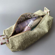 Load image into Gallery viewer, Hedgehog toiletry bag. Cotton make up bag. Large pencil bag. Large cosmetics bag.