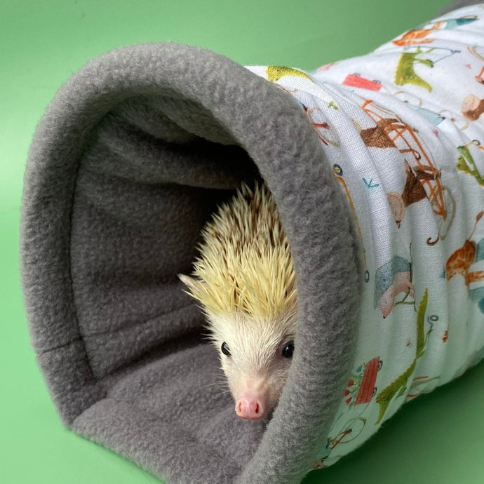 Off to the races stay open tunnel. Padded fleece tunnel. Padded tunnel for hedgehogs
