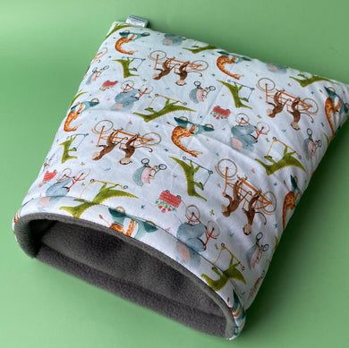 LARGE off to the races guinea pig cosy snuggle cave. Padded stay open snuggle sack.