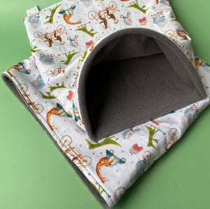 LARGE Off to the races animals snuggle sack. Snuggle pouch for guinea pigs