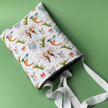Load image into Gallery viewer, Off to the races padded bonding bag, carry bag for hedgehog. Fleece lined pet tote.