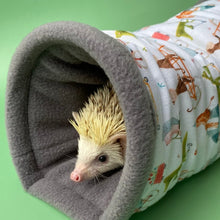 Load image into Gallery viewer, Off to the races stay open tunnel. Padded fleece tunnel. Padded tunnel for hedgehogs