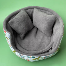 Load image into Gallery viewer, LARGE off the the races cuddle cup. Pet sofa. Guinea pig bed. Fleece pet bed.