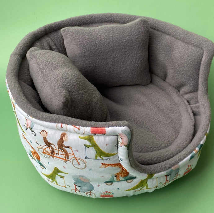 LARGE off the the races cuddle cup. Pet sofa. Guinea pig bed. Fleece pet bed.